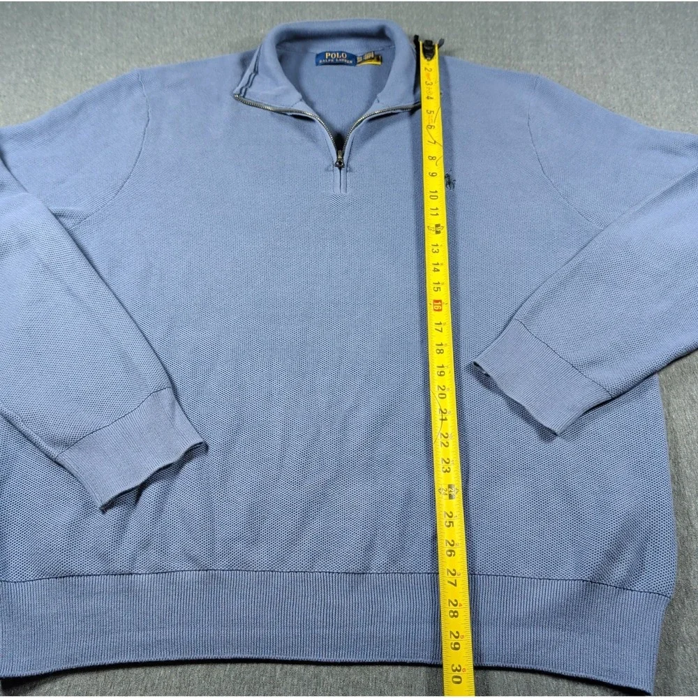 POLO Ralph Lauren Sweater Mens XXL TG 1/4 Zip PIMA Cotton Pullover Waffle Knit